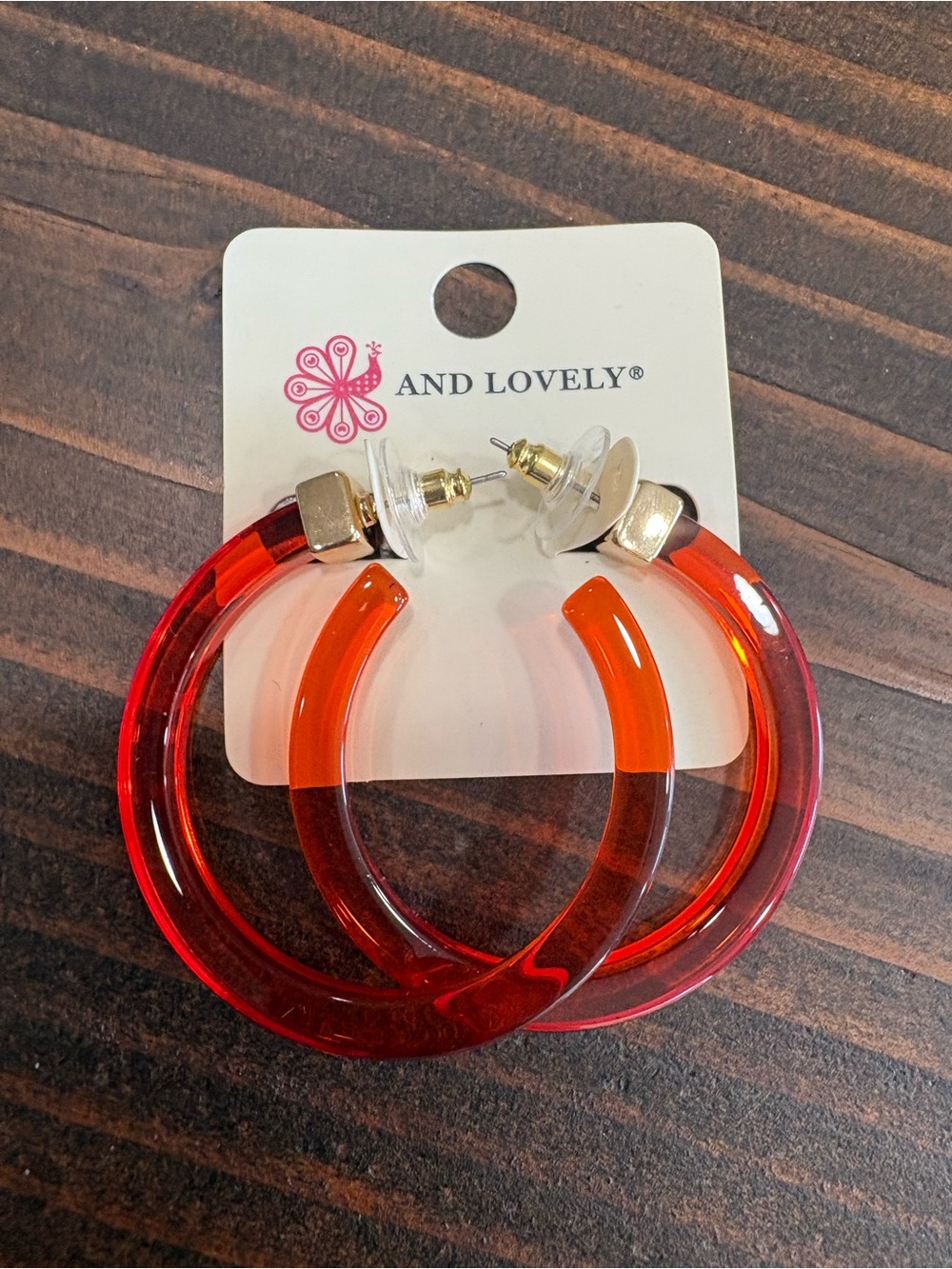 ⭐️ Orange Hoop Earrings - Statement Hoops - Picture 2 of 3